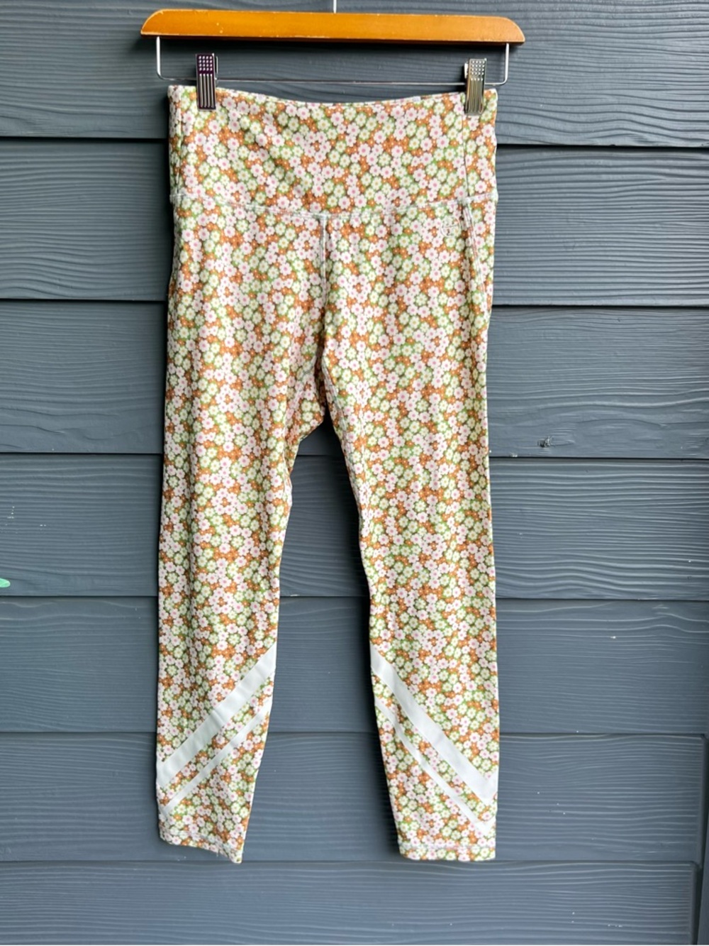 Tory Burch Multicolor Floral Print Woman’s Leggings in Yellow and Green Size S